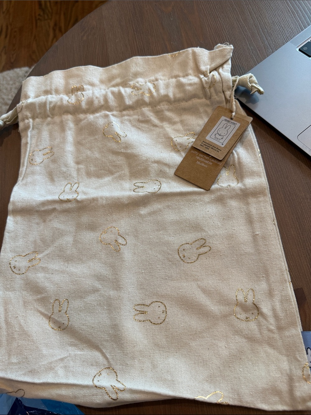 NWT Miffy Large Giftbag with Gold Miffy Accents